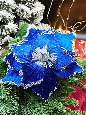 Цветок синий/серебристый d  см Flo-12-75blue/silver