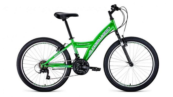 Велосипед горный FORWARD Dakota 24 1.0 24" 13" 18 ск. зеленый/белый RBKW01N4P003 