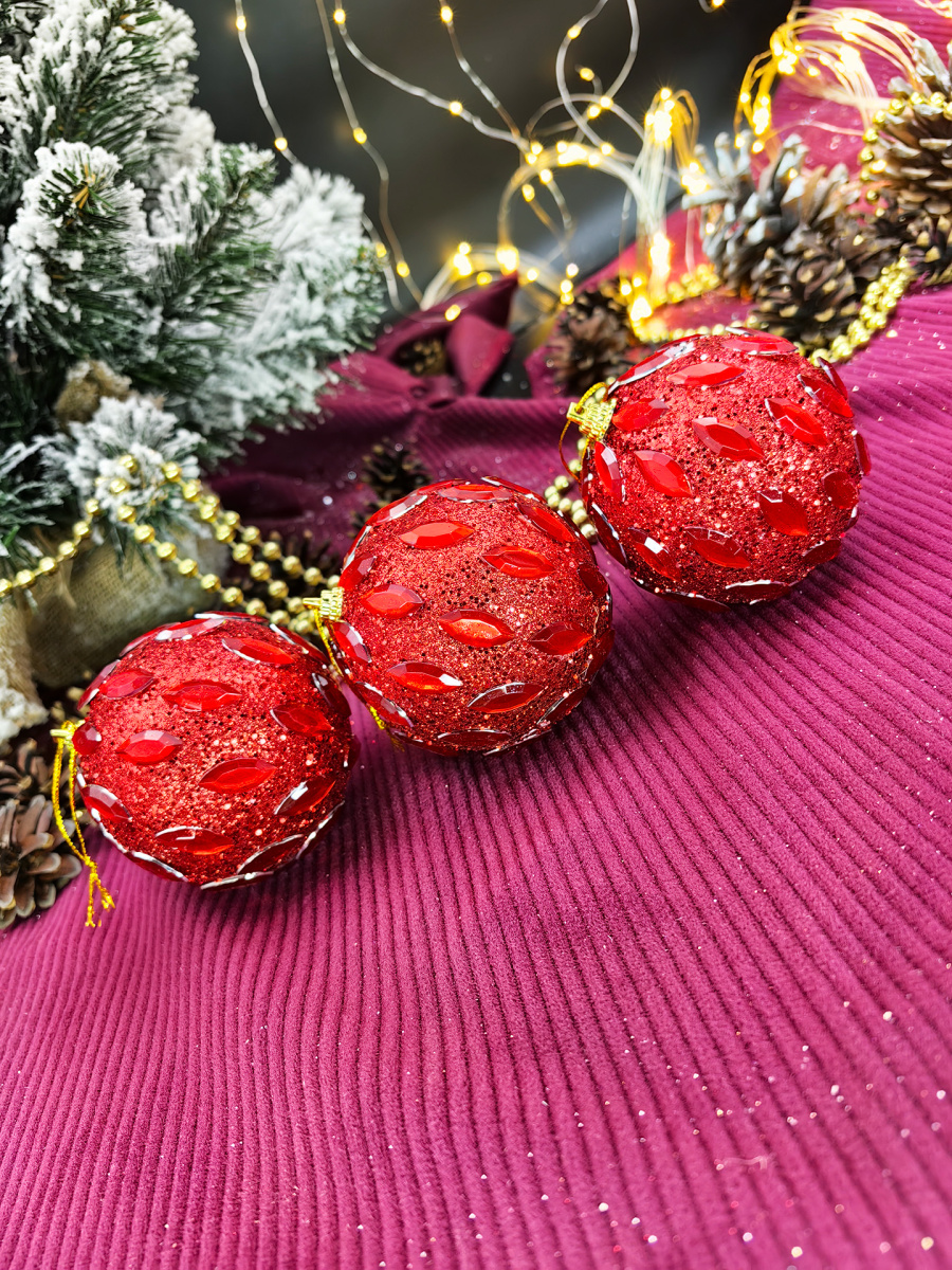 Набор шаров 8 см 3 шт красный 165734 Набор шаров 8 см 3 шт красный 165734