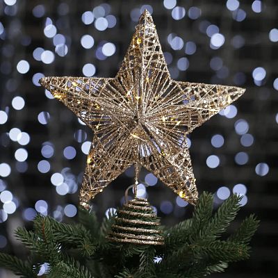 Макушка на елку 25х30 см шампань с гирляндой роса DX201-CH-01 Макушка на елку 25х30 см шампань с гирляндой роса DX201-CH-01