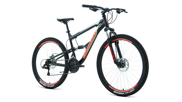 Велосипед горный двухподвес FORWARD RAPTOR 2.0 D 27.5" 16" черный/красный RBK22FW27782 2022 г.