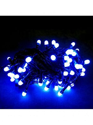Уценка Светодиодная гирлянда нить 8 м, синий 70 LED, 8 режимов, провод зеленый, К130-475