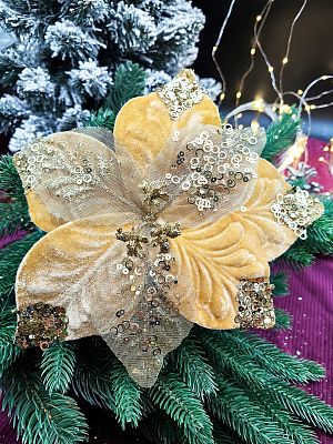 Цветок золото d 25 см Flo-12-74gold