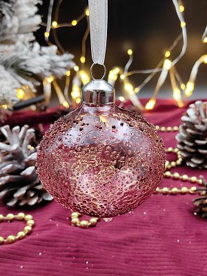 Шар прозрачно-бордовый 8 см, стекло Merry Green MG24037