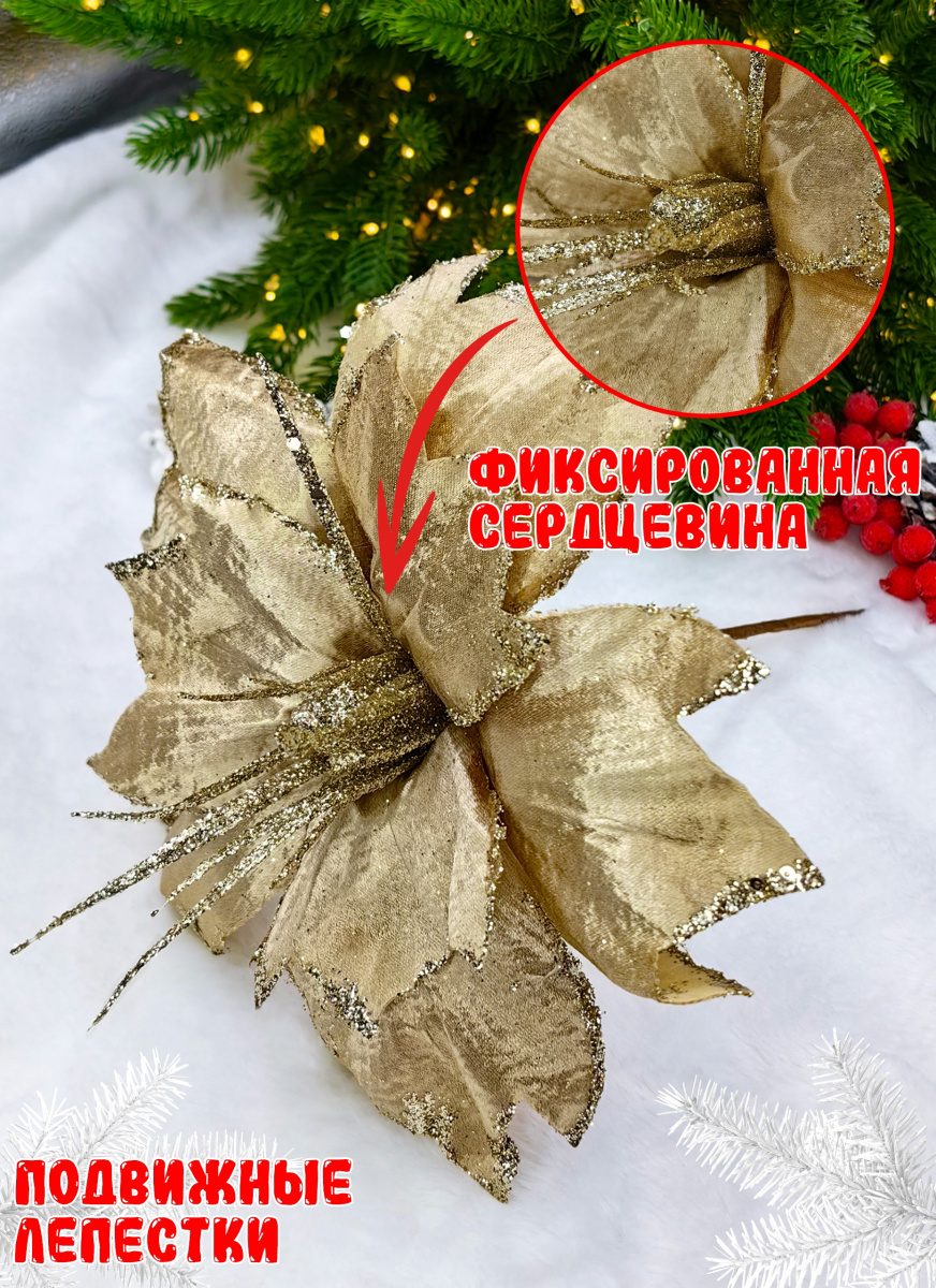 Цветок шампань d 26 см Р-8128 фото 2 Цветок шампань d 26 см Р-8128 фото 2