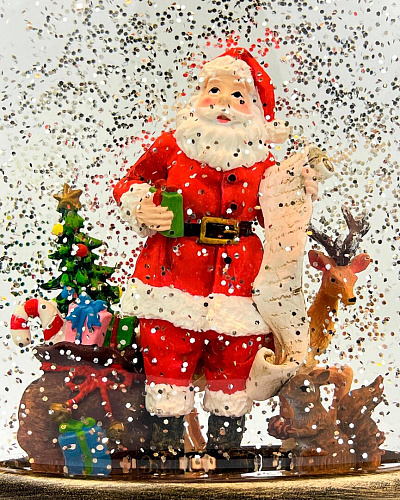 													Новогодний фонарик музыкальный Дед Мороз и олень 35 см Р-5030-А фото 3