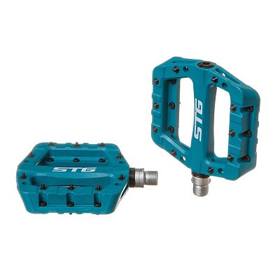 Педали STG BC-PD227, 96x100x24 мм, пластик с металлическими шипами, 9/16", пром. подшипник, темно-зе