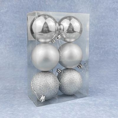 Набор шаров 7 см 6 шт серебряный 7006ABC/S