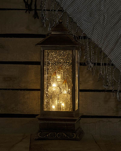 													Новогодний фонарик со свечами бронзовый 27 см 411-2 фото 2