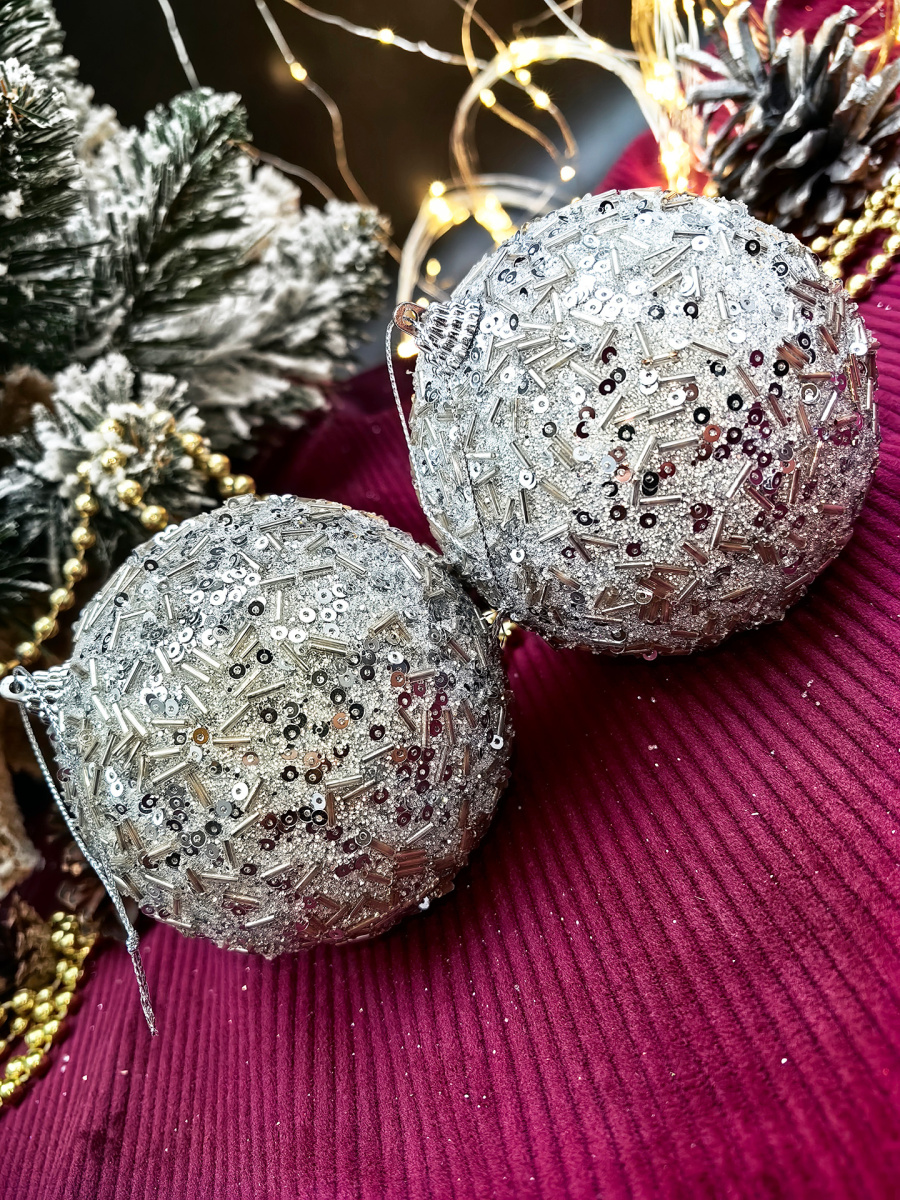 Набор шаров 10 см 2 шт серебристый 301391S10 Набор шаров 10 см 2 шт серебристый 301391S10