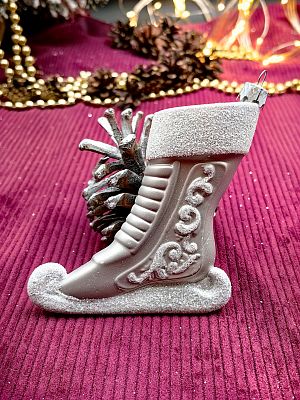 Елочная игрушка Коньки  серебристый 13 см Kon/plas/SILVER