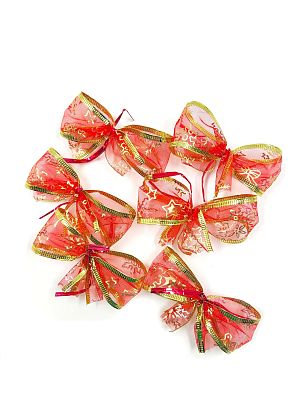 Набор украшений Бант 10x4.5 см. красный 6шт BantS-Red25