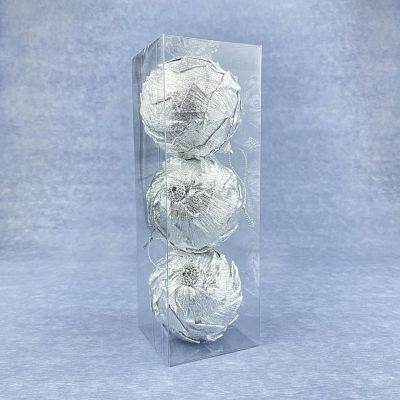 Набор шаров 8 см 3 шт серебряный WL9207-51