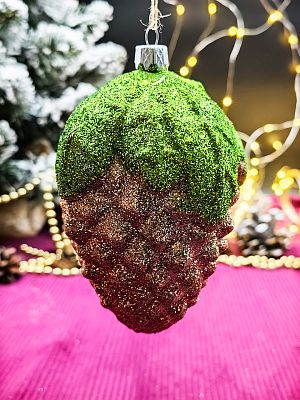 Елочная игрушка Шишка  шампань/зеленый 12 см Shish/plas/CHAMPANE-GREEN
