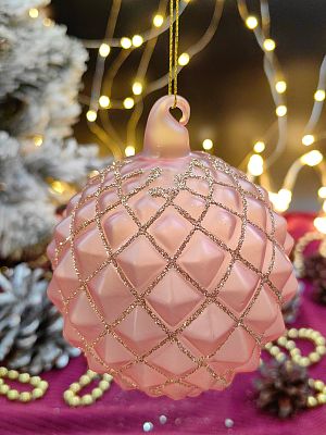 Шар жемчужно-розовый 10 см, стекло Merry Green MG24042