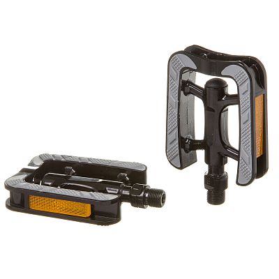 Педали STG FP-210, 93x80x21 мм, алюминий с прорезиненной подошвой, 9/16", пром. подшипник, черный/се