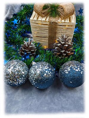 Набор шаров 8 см 3 шт синий 803-4