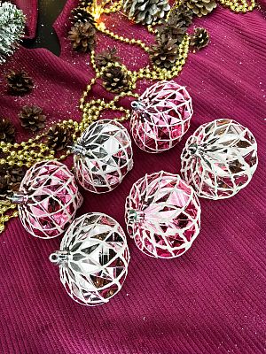 Набор шаров 8 см 6 шт розовый 406-14/22-18