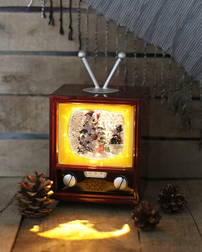 													Новогодний фонарик музыкальный Телевизор с елкой и снеговиком 21 см 9920052
