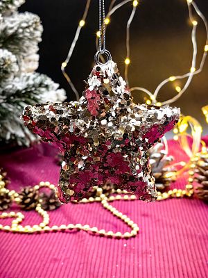 Елочная игрушка Звезда серебристый 11 см Р-7408