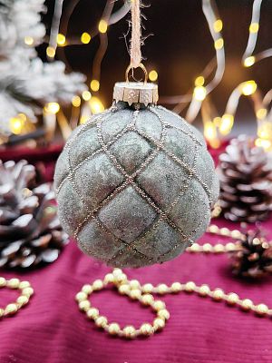 Шар бирюзово-зелёный 8 см, стекло Merry Green MG24232