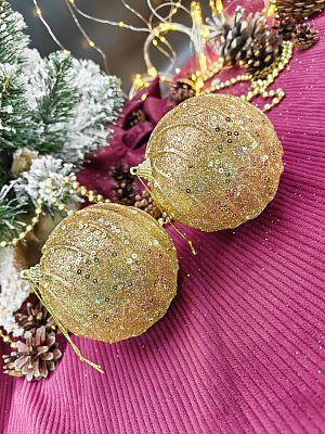 Набор шаров 10 см 2 шт золотой 9-30121G10