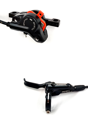 Дисковый тормоз гидравлический передний (750 мм.) Shimano DEORE BL-MT501/BR-MT500, без адаптера, лев Дисковый тормоз гидравлический передний (750 мм.) Shimano DEORE BL-MT501/BR-MT500, без адаптера, лев