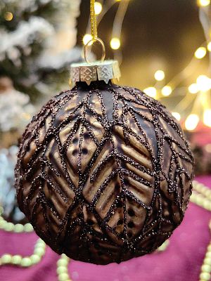 Шар коричневый лес 8 см, стекло Merry Green MG24083