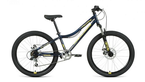 													Велосипед горный FORWARD TITAN 24 2.2 disc 24" 12" темно-синий/золотой RBKW1J146006 2021