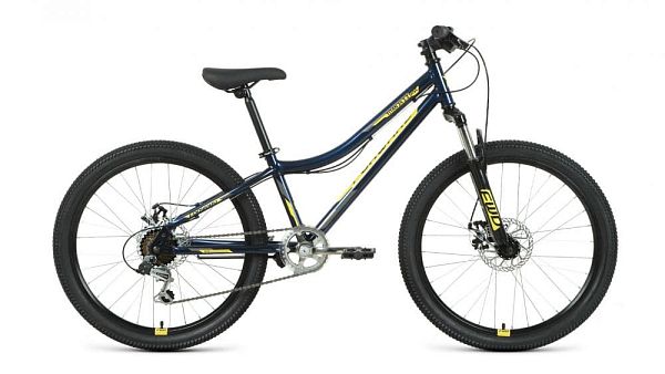 Велосипед горный FORWARD TITAN 24 2.2 disc 24" 12" темно-синий/золотой RBKW1J146006 2021