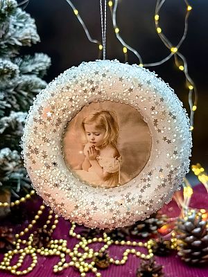 Елочная игрушка Рамка  белый 12 см Р-7469