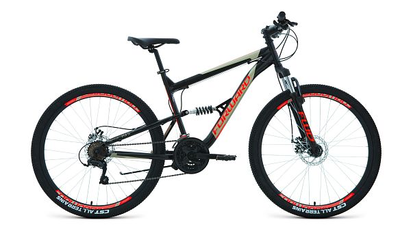 Велосипед горный FORWARD RAPTOR 2.0 D 27.5" 18" 18 ск. черный/красный RBK22FW27786 2022 г.