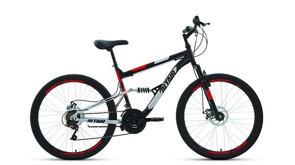 Велосипед горный двухподвес ALTAIR MTB FS 26 2.0 disc 26" 18" черный/красный RBKT1F16E018 2021 г.