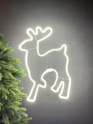 Светодиодная фигура Олень белый 60х40 см неон K130-498