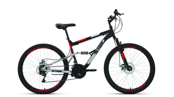 Велосипед горный ALTAIR MTB FS 26 2.0 disc 26" 16" 18 ск. черный/красный RBKT1F16E013 2021 г.