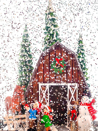 													Новогодний фонарик музыкальный Снеговик и дети на ранчо 30 см Р-5159-B фото 2