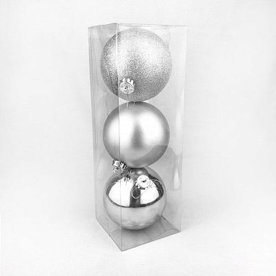 Набор шаров 12 см 3 шт серебряный 1203ABC/S