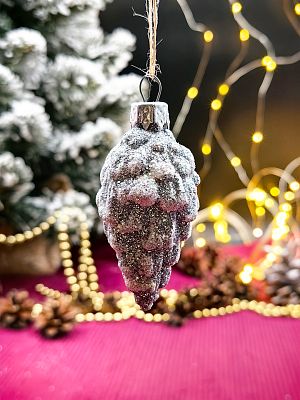 Елочная игрушка Шишка мини  серебристый 7 см ShishM/plas/SILVER
