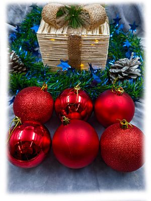 Набор шаров 8 см 6 шт красный 8006ABC/R