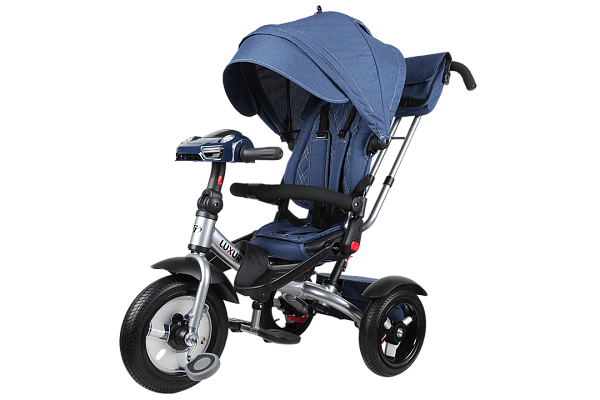 Детский трехколесный велосипед с ручкой Tech Team Luxury синий 410017