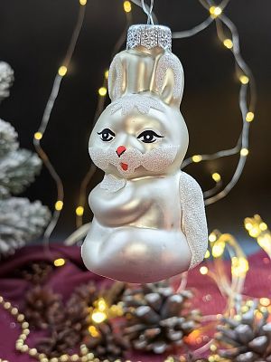 Елочная игрушка Белочка серебристый 10 см, стекло  // Белочка SILVER