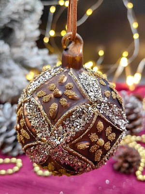 Шар бронзовая эпоха 8 см, стекло Merry Green MG24088