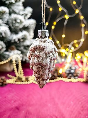 Елочная игрушка Шишка мини  шампань 7 см ShishM/plas/CHAMPANE