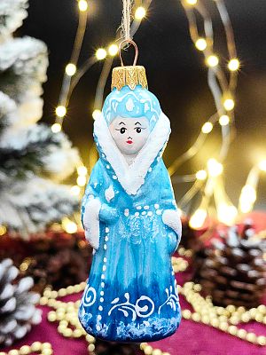 Елочная игрушка Снежная Королева голубой 10 см, стекло  // снежная королева