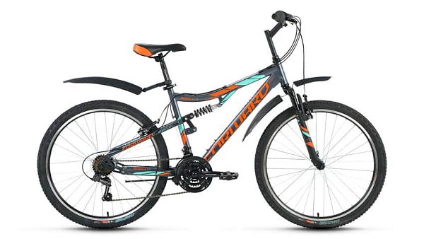 Велосипед горный двухподвес FORWARD Benfica 1.0 26" 16" 18 ск. серый матовый FORWARD Benfica 1.0 16"