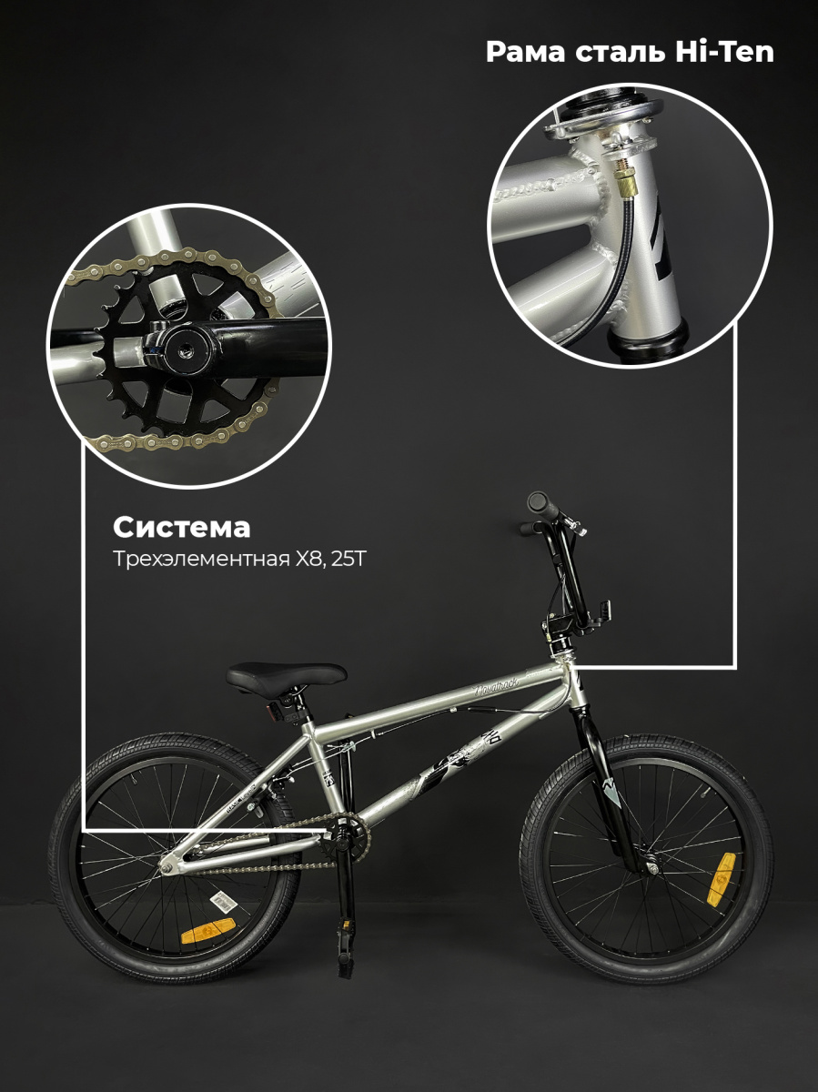 Велосипед BMX Novatrack PSYCHO 20" 20" серебристый 20BMX.PSYCHO.SL23 2023 фото 9 Велосипед BMX Novatrack PSYCHO 20" 20" серебристый 20BMX.PSYCHO.SL23 2023 фото 9