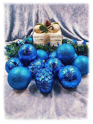 Набор шаров 8 см 13 шт синий Р-5117Blue