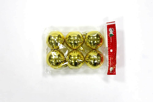 													Набор шаров 6 см 6 шт золотой 60SP06-01G фото 2