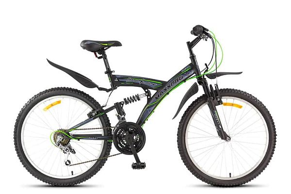 Велосипед горный двухподвес MAXXPRO Dakar 24" 17,5" черно-серо-салатовый Y104-H36102 