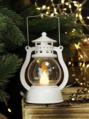 Новогодний фонарик Имитация лампы белая 12 см 9918283w